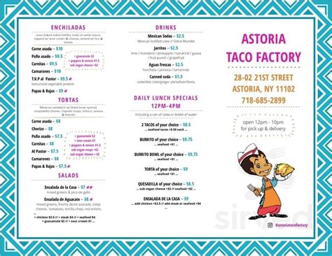 your choices range from spicy beef to Mexican sausage. . Astoria taco factory